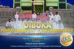 PENERIMAAN SANTRI MUKIM BARU RUMAH QUR’AN PPA GORONTALO ANGKATAN 2