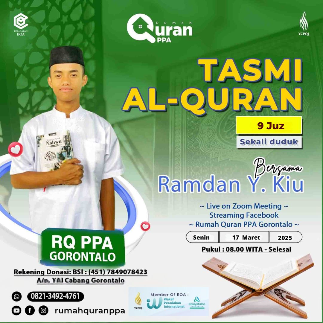 Tasmi' Al-Quran 9 Juz Sekali Duduk Ananda Ramdan Y. Kiu