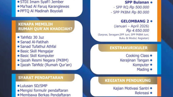 PENERIMAAN SANTRI BARU RQ PPA PURWOKERTO TH 2026
