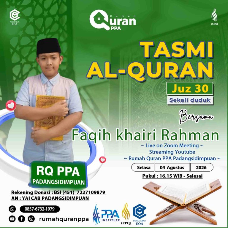 Tasmi' Al-Quran Juz 30 Sekali Duduk Ananda Faqih Khairi Rahman